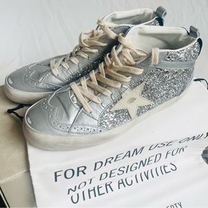 NEW Golden Goose Mid Star Glitter Wing-Tip Sneakers- Size 9 Us 39 EU